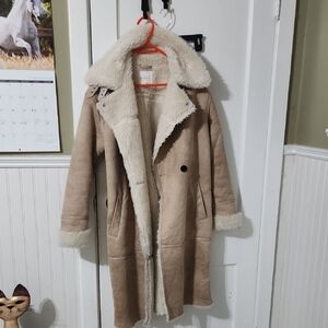 Anthropologie Avec Les Filles Faux Suede Sherling Coat